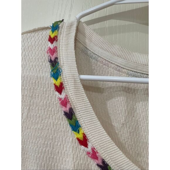 We The Free Free People Top Thermal Waffle Embroidered Henley Ivory Medium - Picture 6 of 10